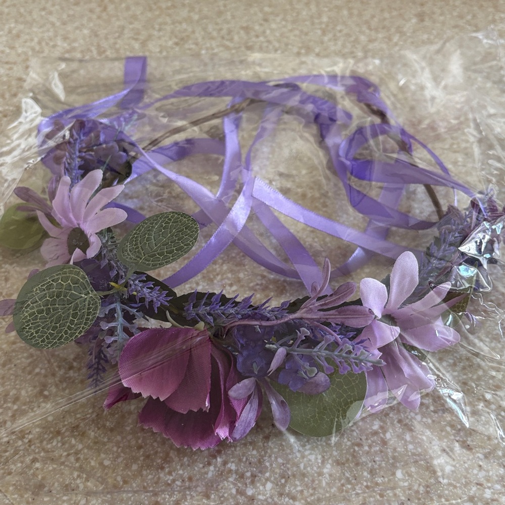 Purple Floral Ribbon Headband